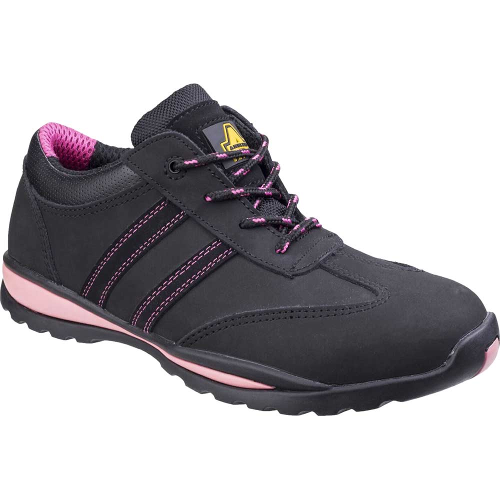 Amblers Safety FS47 Heat Resistant Lace Up Safety Trainer - Black/Pink, 7
