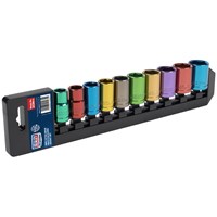Sealey 10 Piece 1/2" Drive Coloured Hexagon WallDrive Socket Set Metric
