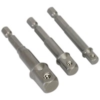 Sealey 3 Piece 1/4" Hex Shank Square Drive Socket Adaptor Set
