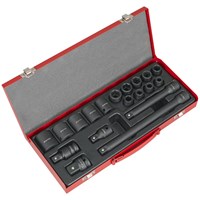 Sealey 19 Piece 1/2" Drive Hexagon WallDrive Impact Socket Set Metric