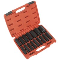 Sealey AK5816M 16 Piece 1/2" Drive Deep Hexagon WallDrive Impact Socket Set Metric