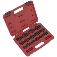 Sealey 15 Piece 3/8" Drive Crow Foot Spanner Set Black Metric