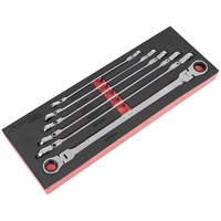 Sealey 6 Piece Extra Long Flexible Head Ratchet Ring Spanner Set