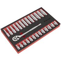 Sealey 27 Piece 1/2" Drive Socket Set in Foam Module