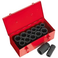 Sealey 14 Piece 3/4" Drive Deep Hexagon Impact Socket Set Metric and Imperial