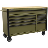 Sealey Superline Pro 10 Drawer Wooden Worktop Roller Cabinet and Power Strip