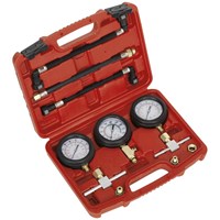 Sealey 3 Piece Motorcycle Compression and Fuel Pressure Gauge Set