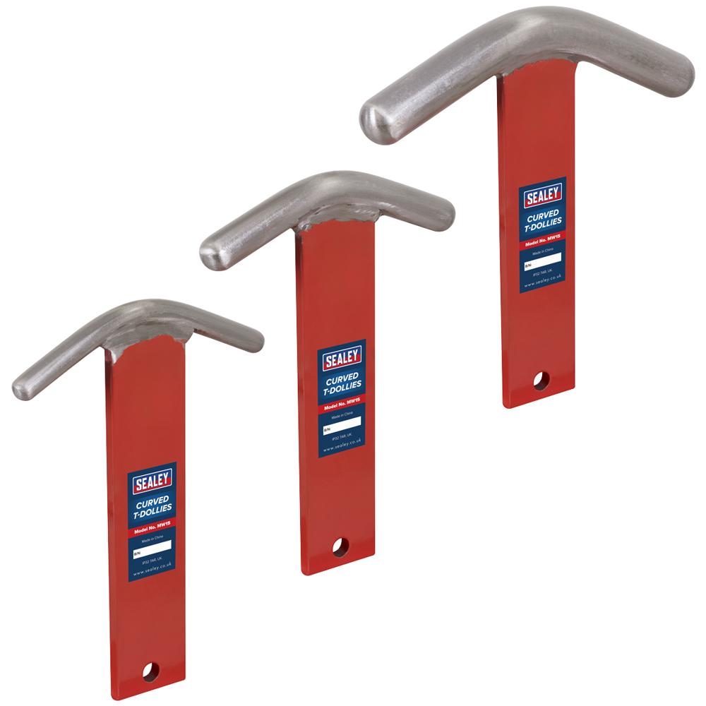 Sealey 3 Piece Curved T Dollies Set for Sheet Metal Forming