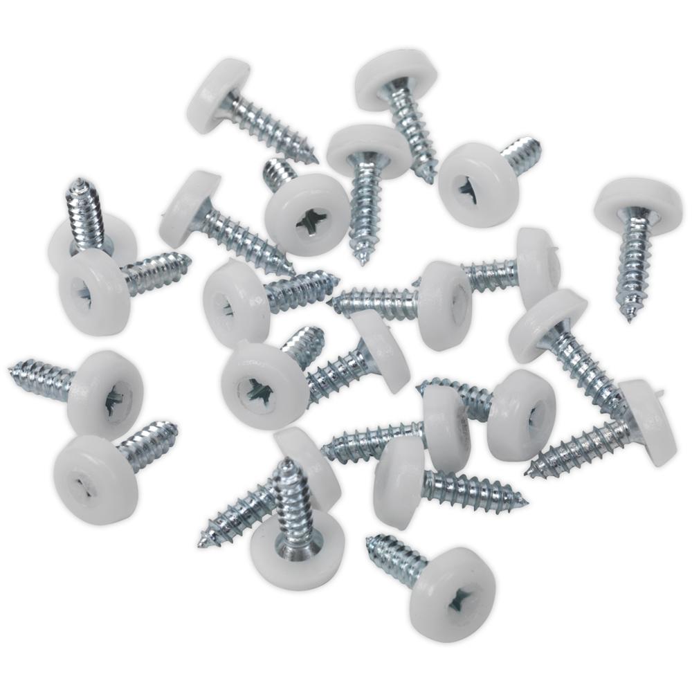 Sealey White Plastic Enclosed Head Number Plate Screws