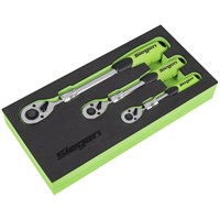 Siegen 3 Piece Combination Drive Extendable Ratchet Set in Module Tray