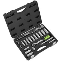 Siegen 34 Piece 3/8" Drive Socket Set with Extendable Ratchet