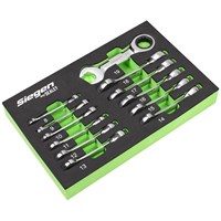 Siegen 12 Piece Stubby Ratchet Combination Spanner Set Metric