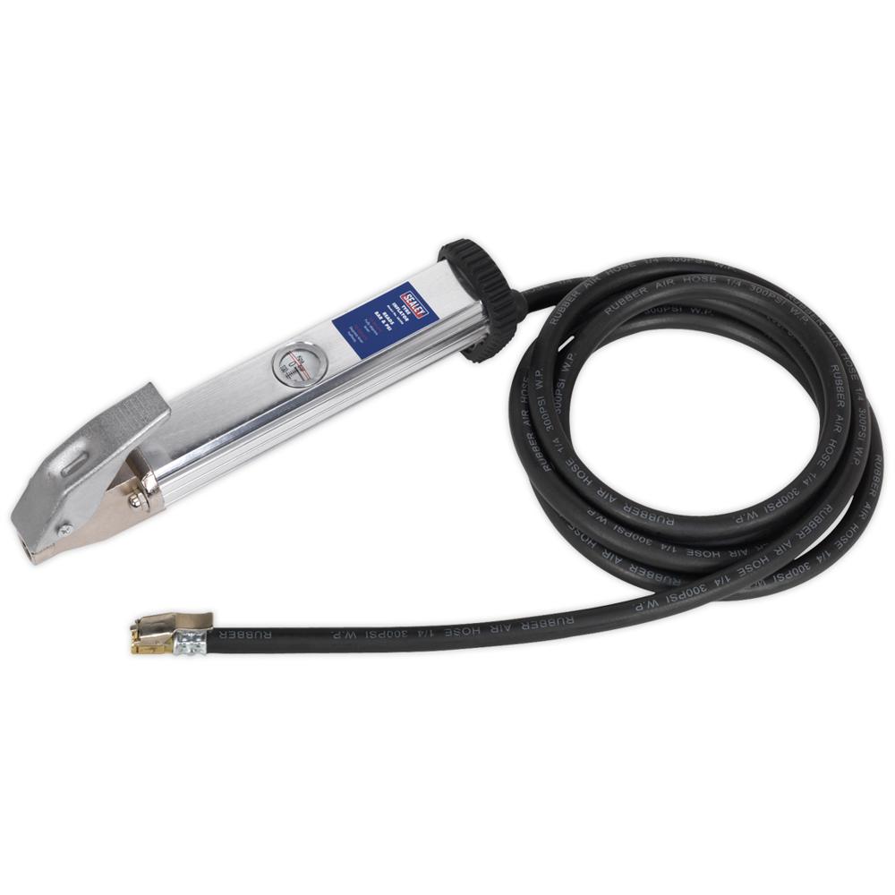 Sealey SA396 Tyre Inflator with Hose & Clip On Connector