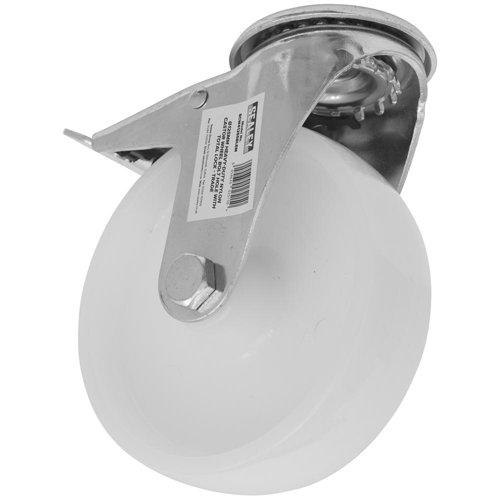 Sealey Heavy Duty Nylon Castor Wheel Bolt Hole and Total Lock