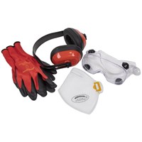 Sealey Flexi Grip Gloves, FFP2 Mask, Goggles and Ear Defenders