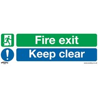 Sealey Self Adhesive Vinyl Fire Exit Keep Clear Sign