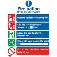 Sealey Self Adhesive Vinyl Fire Action Without Lift Sign