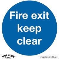 Sealey Self Adhesive Vinyl Fire Exit Keep Clear Sign Pack of 10