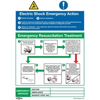 Sealey Rigid Plastic Electric Shock Emergency Action Sign