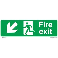 Sealey Rigid Plastic Fire Exit Arrow Down Left Sign
