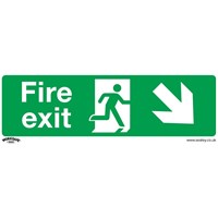 Sealey Rigid Plastic Fire Exit Arrow Down Right Sign Pack of 10