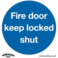 Sealey Rigid Plastic Fire Door Keep Locked Shut Sign Pack of 10