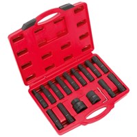 Sealey 16 Piece Combination Drive Impact Hexagon and Torx Socket / Socket Bit Set