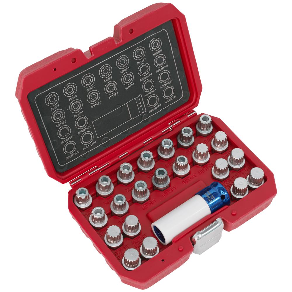 Sealey 23 Piece Locking Wheel Nut Key Set for VAG