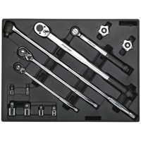 Sealey 13 Piece Ratchet, Torque Wrench, Breaker Bar and Socket Adaptor Set in Module Tray