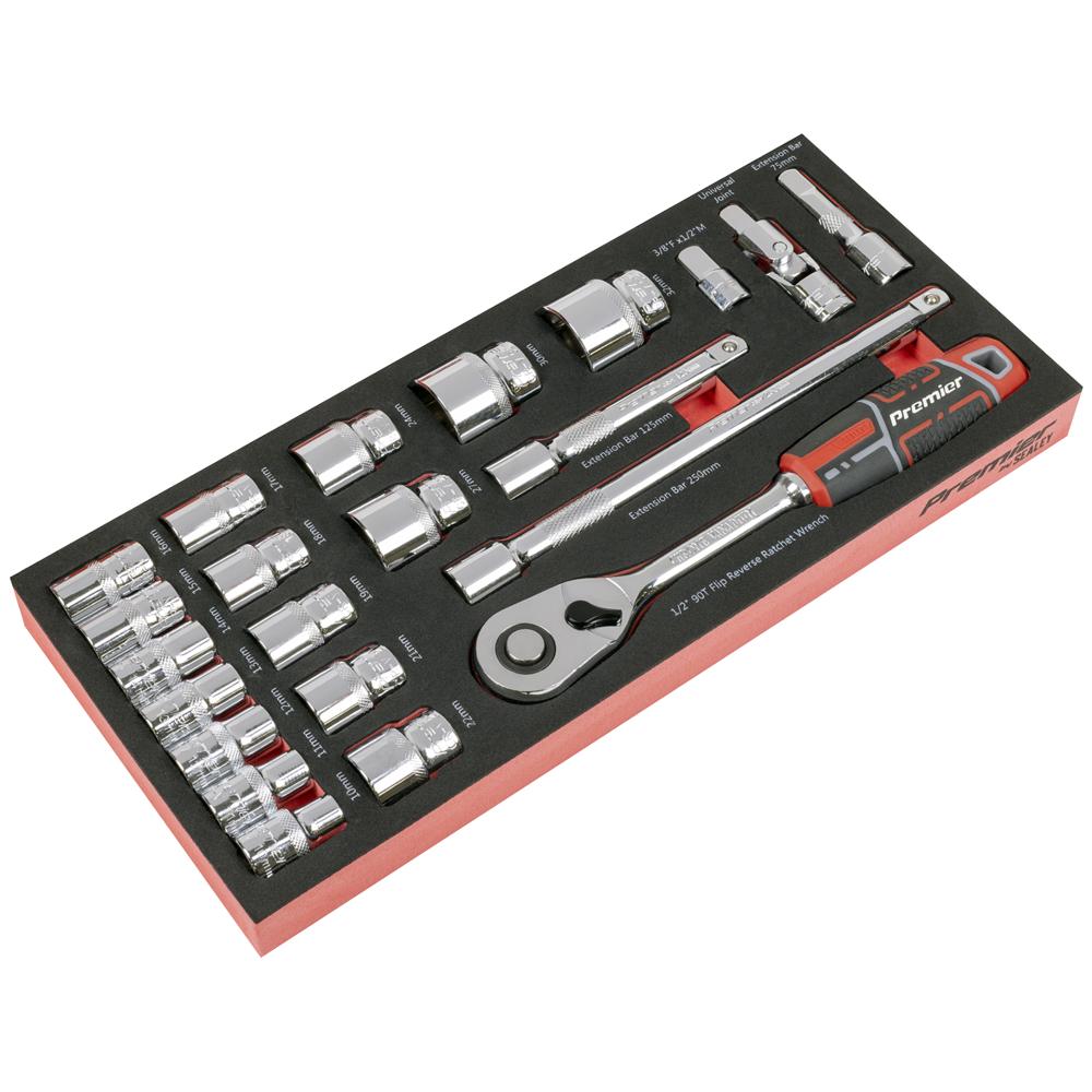 Sealey Premier 22 Piece 1/2" Drive Socket Set in Module Tray | Socket Sets