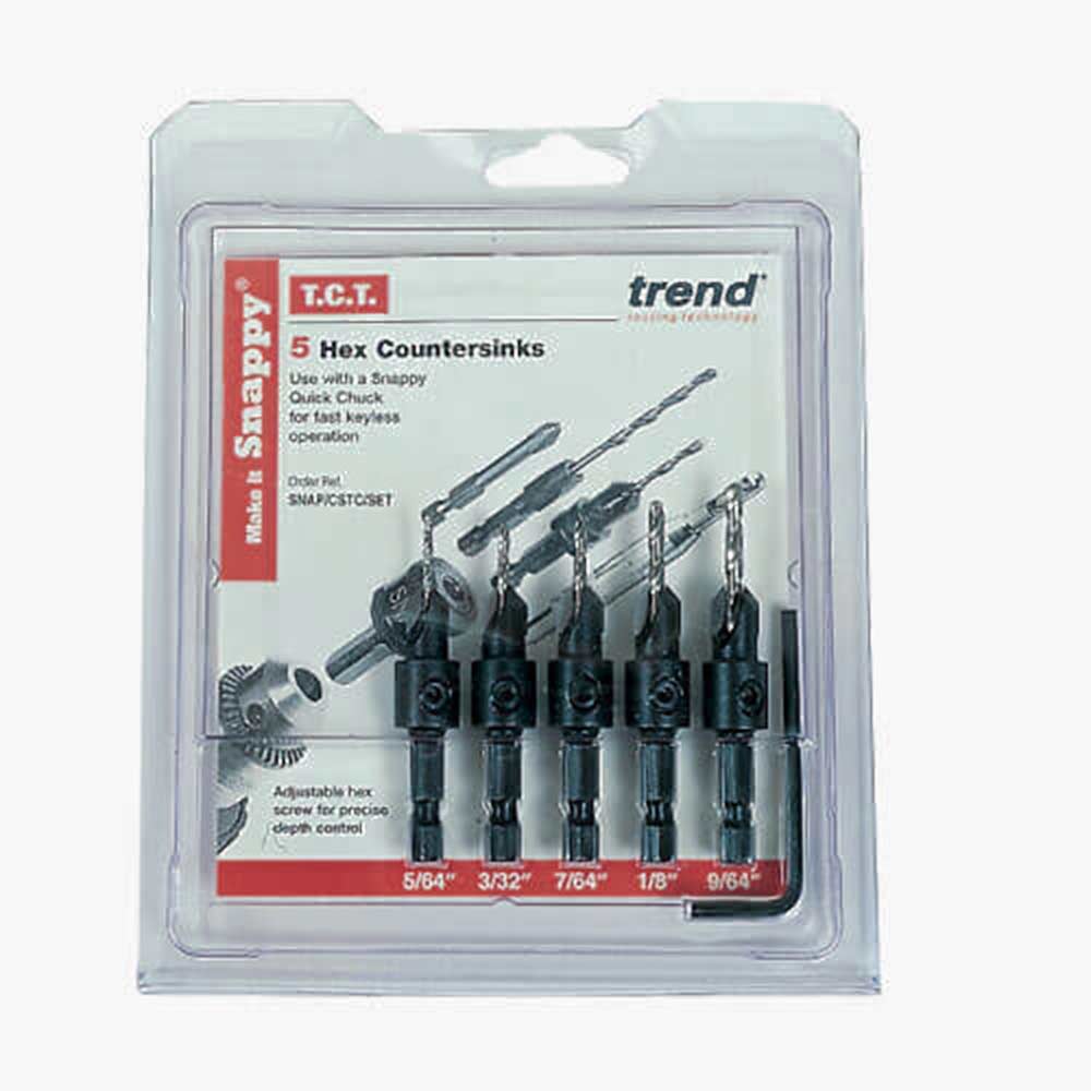 Trend Snappy 5 Piece TCT Drill Countersink for Wood Screws Countersinks