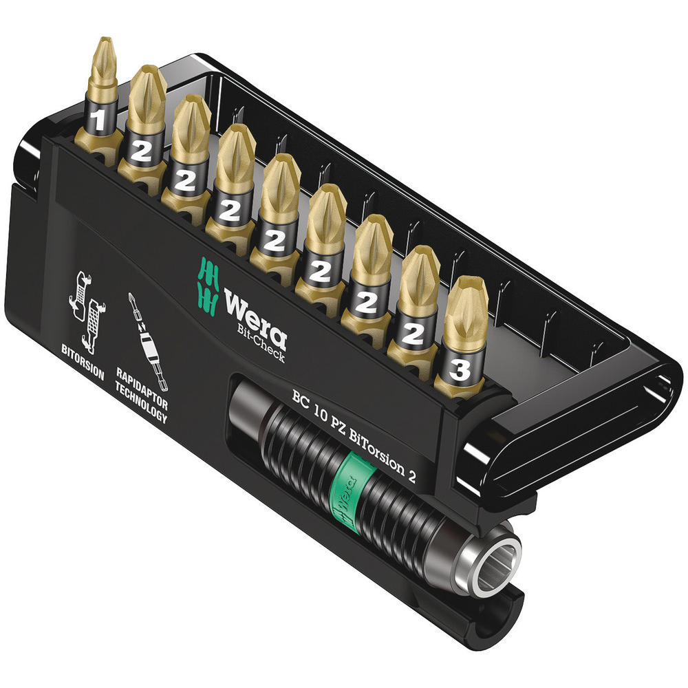 Check Bit Set Wera 10 Piece Bit-Check Bitorsion Pozi Screwdriver Bit Set ...