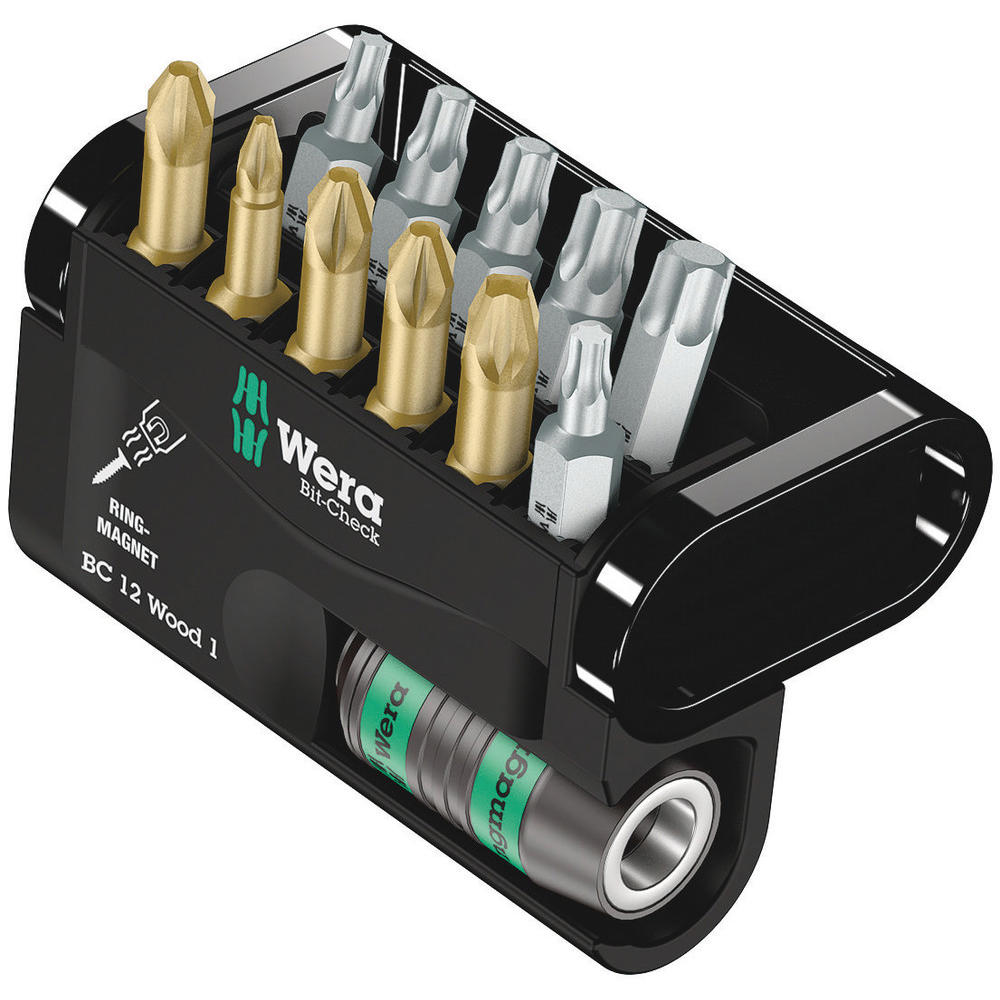 Check Bit Set Wera 12 Piece Bit-Check Torsion Screwdriver Bit and Holder Set ...